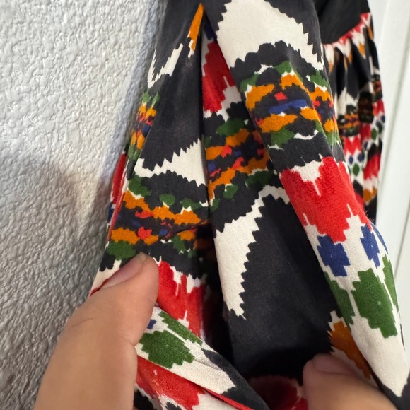 Anthropologie Fei Pleated A-Line Skirt Womens Size 2 Geometric Chevron Pockets - Picture 4 of 8